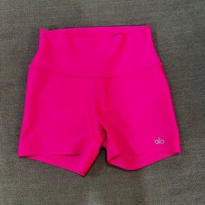 ALO Yoga High-Waist Bike Shorts in Hot Pink